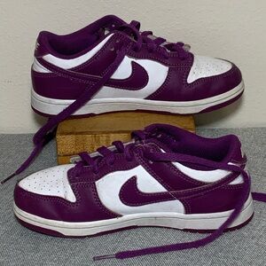 Nike Dunk Low White & Purple Sneakers | Minor Stitch Flaw